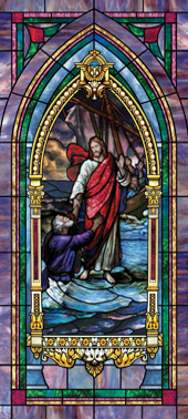 Decorative church stained glass window deluxe medallion film design IN-33