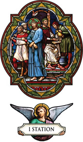 decorative stained glass window film religious medallion design