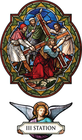 decorative stained glass window film religious medallion design