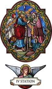 decorative stained glass window film religious medallion design