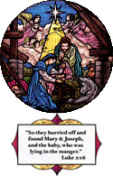 Nativity stained glass medallion