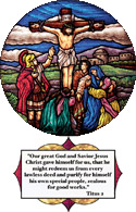 Crucifixion stained glass medallion